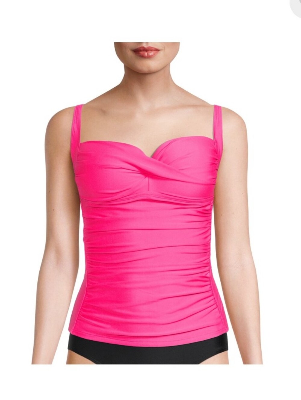 Tankini Pink bathing suit Top w/ Ruched Sides by Nicole Miller